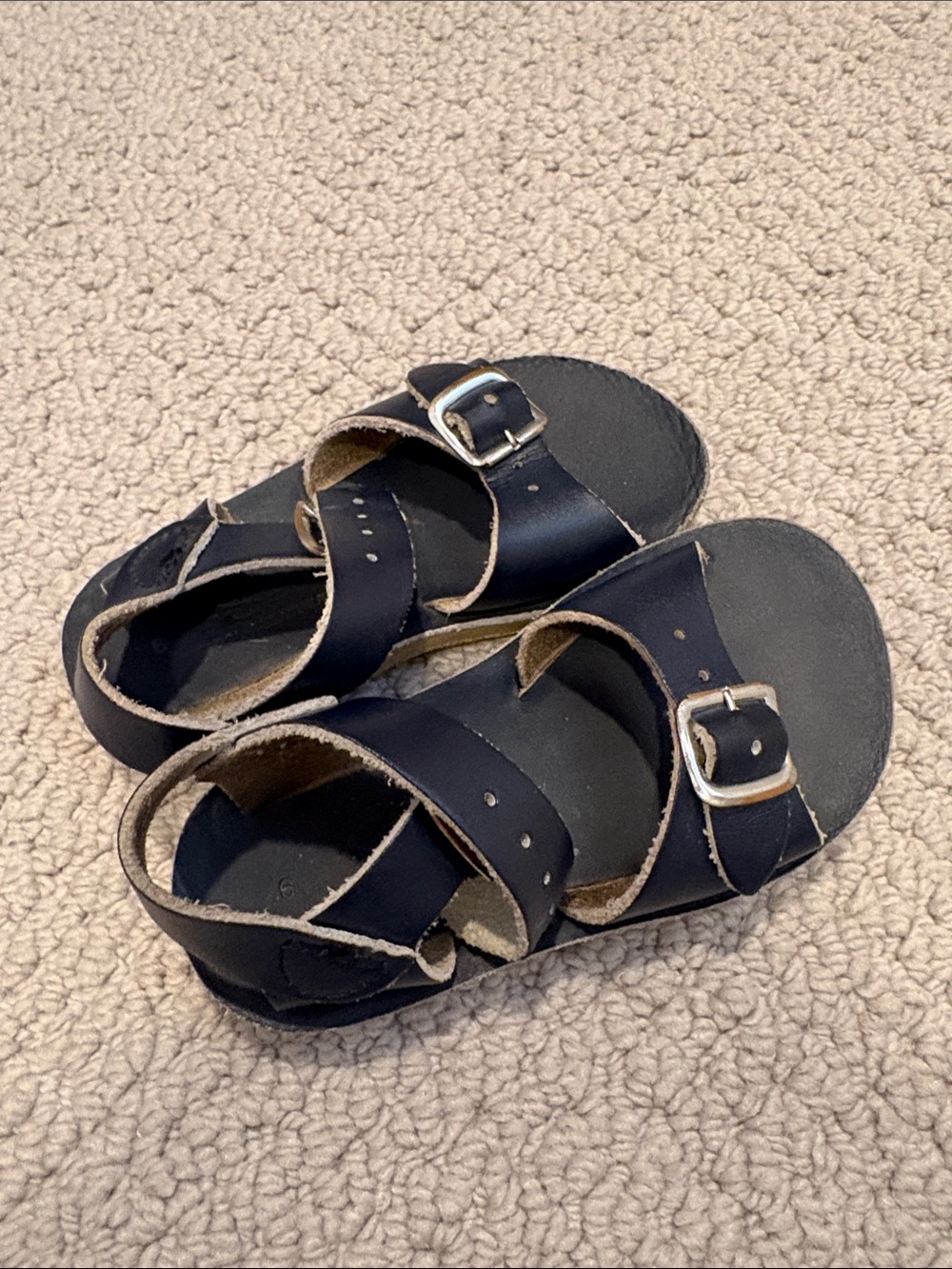 Salt Water Sandals by Hoy Black Leather Buckle Sandals for Kids